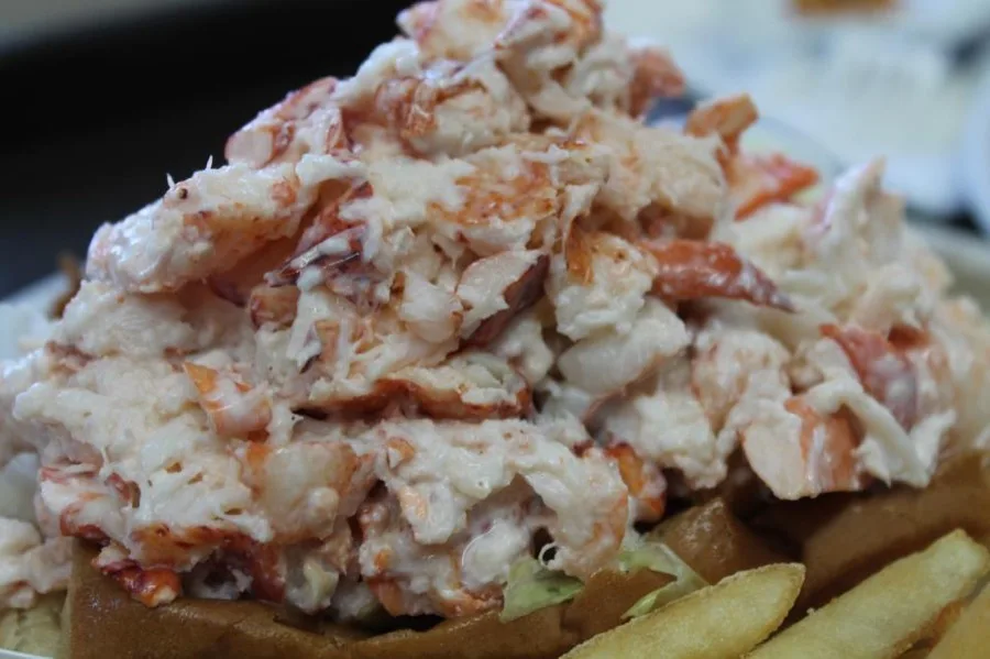 The Seafood Shanty signature lobster roll piled high on a grilled bun