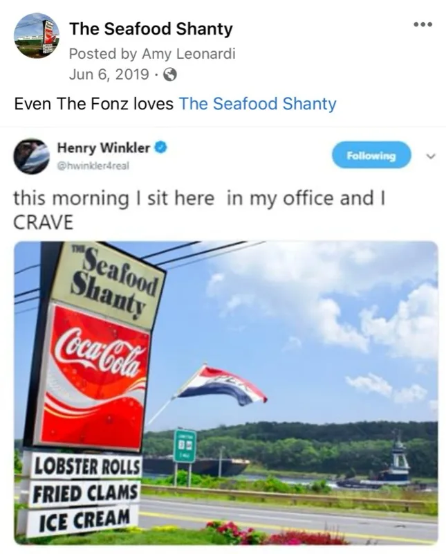 Henry Winkler visiting The Seafood Shanty