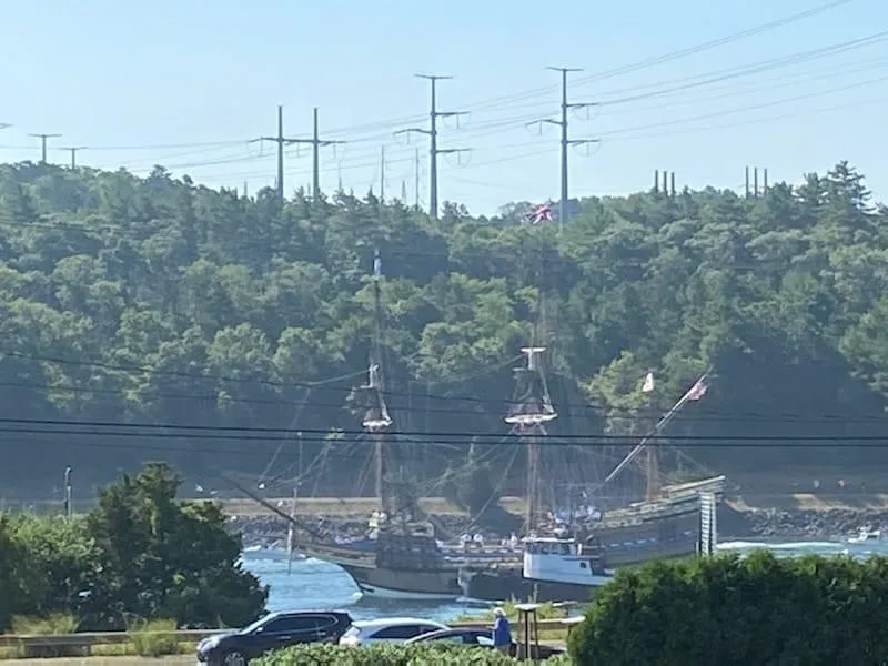 Tall ship Mayflower II passing through the Cape Cod Canal